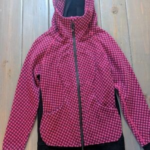Lululemon Size 4 Pink Black Geometric Scuba Full Zip Hoodie
